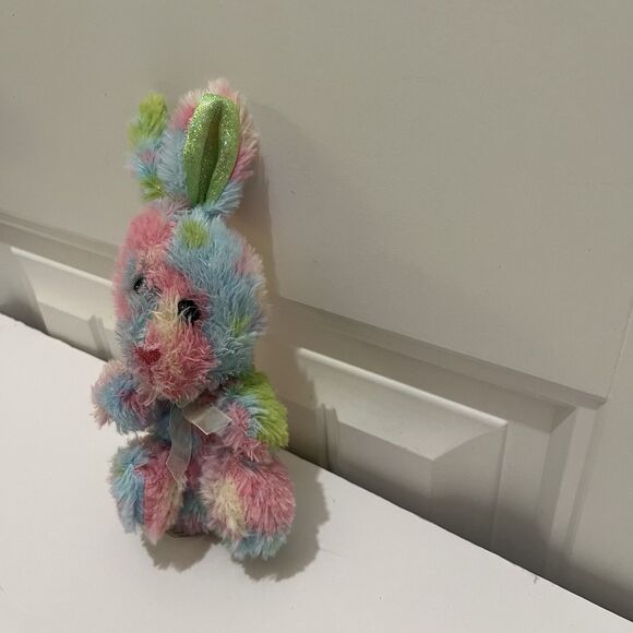 Tom's Toy International Bunny Rabbit Plush Tie Dye Pink Blue Green 7" Stuff Toy - Picture 5 of 9
